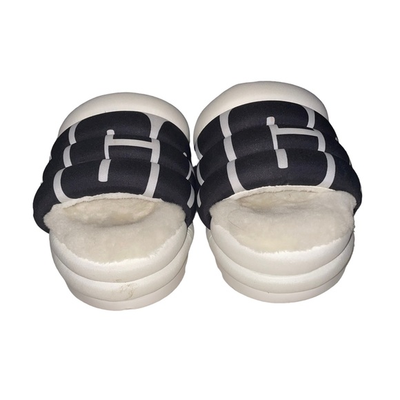 UGG Treadlite White Chunky Platform Slides Large UGG Spellout Woman's Size 10 - Picture 2 of 8